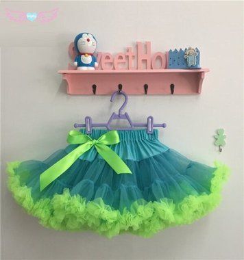Пишна спідниця американка колір Аква з оборками лайм 029 фото
